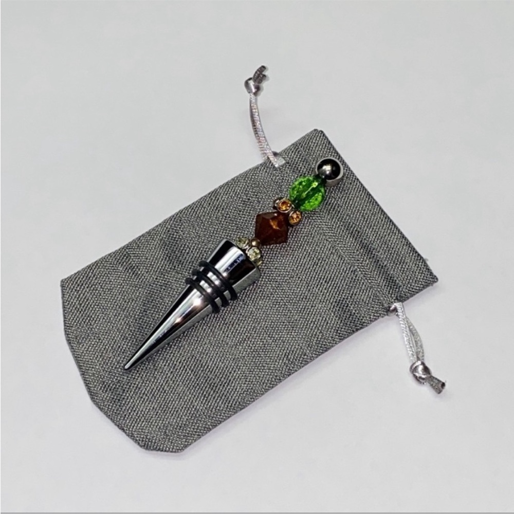 Hand Beaded Bottle Stopper With Chrome Plated Finish